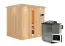 Sauna "Eemil" SET mit Energiespartür und Kranz - Farbe: Natur, Ofen BIO 9 kW - 210 x 184 x 202 cm (B x T x H)