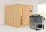Sauna "Aleksi" SET mit Energiespartür - Farbe: Natur, Ofen BIO 9 kW - 196 x 196 x 198 cm (B x T x H)