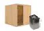 Sauna "Aleksi" SET mit graphitfarbener Tür - Farbe: Natur, Ofen 9 kW - 196 x 196 x 198 cm (B x T x H)
