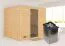 Sauna "Leja" SET mit graphitfarbener Tür - Farbe: Natur, Ofen 9kW - 231 x 196 x 200 cm (B x T x H)