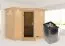 Sauna "Tjara 2" SET mit graphitfarbener Tür und Kranz - Farbe: Natur, Ofen 9kW - 264 x 198 x 212 cm (B x T x H)