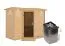 Sauna "Tjara 2" SET mit graphitfarbener Tür und Kranz - Farbe: Natur, Ofen 9kW - 264 x 198 x 212 cm (B x T x H)