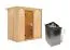 Sauna "Eeli" SET mit bronzierter Tür und Kranz mit Ofen 9 kW - 210 x 132 x 202 cm (B x T x H)