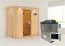Sauna "Eeli" SET mit bronzierter Tür und Kranz mit Ofen externe Steuerung easy 9 kW - 210 x 132 x 202 cm (B x T x H)