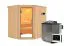 Sauna "Hanko" SET mit Klarglastür & Ofen BIO 9 kW - 196 x 170 x 198 cm (B x T x H)