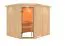 Sauna "Samu" mit Klarglastür und Kranz - Farbe: Natur - 245 x 210 x 202 cm (B x T x H)