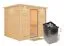 Sauna "Leja" SET mit Klarglastür, Kranz & Ofen 9 kW - 259 x 210 x 205 cm (B x T x H)