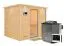 Sauna "Leja" SET mit Klarglastür, Kranz & Ofen BIO 9 kW - 259 x 210 x 205 cm (B x T x H)