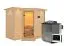 Sauna "Tjara 2" SET mit Klarglastür, Kranz & Ofen BIO 9 kW - 264 x 198 x 212 cm (B x T x H)