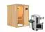 Sauna "Joran" mit Klarglastür - Farbe: Natur, Ofen externe Steuerung easy 3,6 kW - 151 x 151 x 198 cm (B x T x H)
