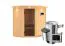 Sauna "Kjell" SET mit graphitfarbener Tür und Kranz - Farbe: Natur, Ofen externe Steuerung easy 3,6 kW - 184 x 165 x 202 cm (B x T x H)