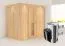 Sauna "Jarle" SET mit Energiespartür, Kranz und Ofen 3,6 kW - 210 x 165 x 202 cm (B x T x H)