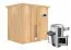 Sauna "Jarle" SET mit Energiespartür und Kranz - Farbe: Natur, Ofen externe Steuerung easy 3,6 kW - 210 x 165 x 202 cm (B x T x H)