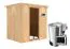 Sauna "Jarle" SET mit graphitfarbener Tür, Kranz & Ofen BIO 3,6 kW - 210 x 165 x 202 cm (B x T x H)