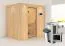 Sauna "Jarle" SET mit Klarglastür und Kranz - Farbe: Natur, Ofen externe Steuerung easy 3,6 kW - 210 x 165 x 202 cm (B x T x H)