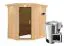 Sauna "Ole" SET mit graphitfarbener Tür, Kranz & Ofen BIO 3,6 kW - 165 x 210 x 202 cm (B x T x H)