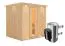 Sauna "Agnar" SET mit Energiespartür, Kranz und Ofen 3,6 kW - 210 x 184 x 202 cm (B x T x H)