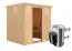 Sauna "Agnar" SET mit graphitfarbener Tür, Kranz & Ofen 3,6 kW - 210 x 184 x 202 cm (B x T x H)