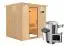 Sauna "Agnar" SET mit Klarglastür und Kranz - Farbe: Natur, Ofen externe Steuerung easy 3,6 kW - 210 x 184 x 202 cm (B x T x H)