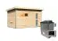 Saunahaus "Linnea 3" SET mit Milchglastür & Ofen 9 KW - 396 x 231 cm (B x T), Grundfläche: 8,4 m²