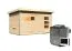 Saunahaus "Linnea 3" SET mit moderner Tür & Ofen 9 kW, Farbe: Natur - 396 x 231 cm (B x T), Grundfläche: 8,4 m²