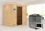 Sauna "Holmger" SET AKTION mit graphitfarbener Tür, Kranz & Ofen BIO 9 kW - 224 x 160 x 202 cm (B x T x H)