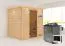 Sauna "Laerke" SET AKTION mit graphitfarbener Tür, Kranz & Ofen BIO 9 kW - 224 x 184 x 202 cm (B x T x H)