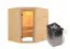Sauna "Kirsa" SET AKTION mit Kranz, graphitfarbener Tür & Ofen BIO 9 kW - 224 x 184 x 202 cm (B x T x H)