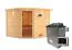 Sauna "Anesa" AKTION mit Kranz, bronzierter Tür und Ofen externe Steuerung easy 9 KW - 259 x 245 x 202 cm (B x T x H)
