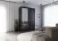 Schiebetürenschrank / Kleiderschrank mit Spiegel | 218 x 150 x 61 cm | Schwarz | Lusatian 13 | 2 Türen | 2 Schubladen | 6 Fächer | viel Stauraum