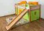 Kinderbett Hochbett Georg mit Rutsche Buche Vollholz massiv natur inkl. Rollrost - 90 x 200 cm