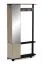 Große Garderobe mit 3 Haken Nandera 01, Farbe: Eiche / Schwarz, mit eingebautem Spiegel, gute Stabilität, Maße: 184 x 108,5 x 34 cm, für Vorraum