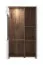 Vitrine mit zwei Türen Kanjiza 03, Farbe: Eiche Flagstaff / Weiß / Weiß Hochglanz, sechs Fächer, ABS-Kantenschutz, Maße: 143 x 78,5 x 40 cm