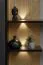 Wohnwand | 3 Meter lang | Farbe: Schwarz / Eiche Vicking | geriffelte Front | inkl. Integrierte LED-Beleuchtung | 1 Vitrine | 2 Wandregale | 300 x 45 x 160 cm