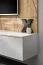 Wohnwand | Farbe: Perla Grau / Eiche Artisan | Push-to-open Funktion | Maße: 200 x 35 x 148 cm | inkl. LED-Beleuchtung | 1 TV-Unterschrank | 1 Vitrine