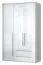 Drehtürenschrank / Kleiderschrank mit LED-Rahmen Siumu 27, Farbe: Weiß / Weiß Hochglanz - 226 x 142 x 60 cm (H x B x T)