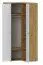 Jugendzimmer - Drehtürenschrank / Eckkleiderschrank Garian 03, Farbe: Eiche / Weiß / Grau, Abmessungen: 191 x 80 x 90 cm (H x B x T)