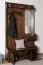 Geräumige Garderobe Kiefer Massivholz 29B, Walnussfarben, 200 x 114 x 37 cm, mit Spiegel und 5 Haken, Ablage, 1 Schublade und viel Stauraum, langlebig