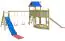 Spielturm K31 inkl. Anbauelement, Wellenrutsche und Doppelschaukel - Abmessungen: 720 x 530 cm (L x B)