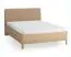Doppelbett | Farbe: Eiche / Taupe | Eiche massiv | 140 x 200 cm | dezent abgerundete Form | Gästebett | inkl. Lift up Lattenrost | weich gepolsterte Kopfstütze