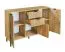 Sideboard mit drei Türen Luanco 04, Farbe: Eiche Gold Craft, geriffelte Front, zwei Schubladen, Maße: 88 x 130,5 x 40,5 cm, fünf Fächer, ABS-Kantenschutz