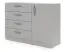 Kommode | 4 Schubladen | 1 Tür | ABS-Kanten | 2 Fächer | 1 Einlegeboden | Farbe: Platingrau |121 x 40 x 85 cm | Edegem 08