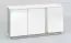 Kommode Antioch 08, Farbe: Weiß Glanz / Hellgrau - Abmessungen: 73 x 138 x 40 cm (H x B x T), mit 3 Türen und 4 Fächern