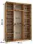 Kleiderschrank Tharo mit Schiebetüren in Weiß/Eiche gehalten, Anti Staubbürsten, platzsparend, viel Stauraum, 235,2 x 180 x 45 cm, Einlegeböden