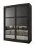 Schiebetürenschrank mit Spiegel Elbrus 06, Schwarz Matt, Maße: 200 x 150 x 62 cm, mit schwarzen Griffen, 2 Kleiderstangen, modern