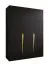 Drehtürenschrank / Kleiderschrank | Farbe: Schwarz | 3-Türig | Griffe: Gold | 2 Fächer | 2 Kleiderstangen | Maße: 150 x 52 x 202 cm | Soft-Close-Funktion