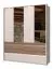 Kleiderschrank mit Spiegel Papauta 06, Farbe: Kaschmir / Eiche dunkel - Abmessungen: 226 x 187 x 60 cm (H x B x T)