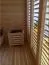 Gartensauna / Outdoor-Sauna 40 mm | mit großen Fenstern - bodentief | für bis zu 8 Personen | 4 x 2 Meter | großzügiger Vorraum | Farbe: Eiche / Anthrazit Abbildung