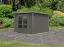 Holz Gartenhaus, nordische Fichte terragrau/graualuminium, wetterfestes Trapezblech-Pultdach, robuste Stahlecken, Zylinderschloss, 2,70 × 2,70 m