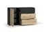 Kommode / Sideboard mit drei Fächer Galatsi 05, Farbe: Schwarz mit Holzstruktur / Eiche Artisan, ABS-Kantenschutz, Maße: 79,5 x 139 x 35 cm, drei Schubladen